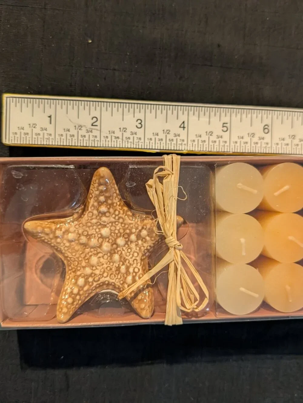 Kohl's Nautical Starfish Ceramic Holder & Votive Candle Gift Set – Tan, Beige &